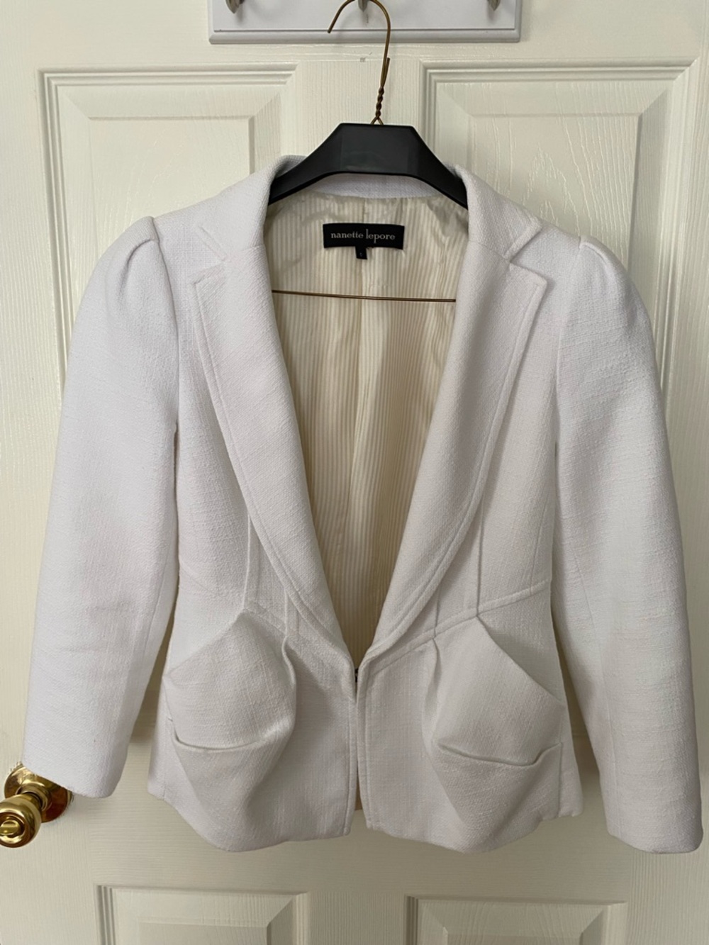 Nanette Lepore White Textured Tailored Blazer
